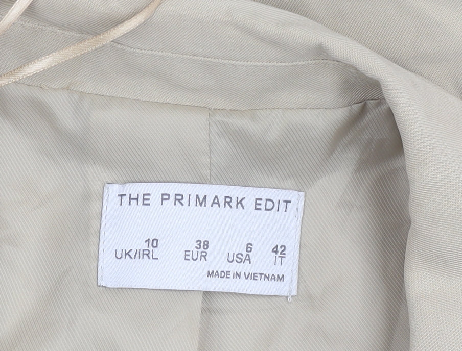 Primark Women Beige UK 10 Blazer Jacket Tailored Workwear