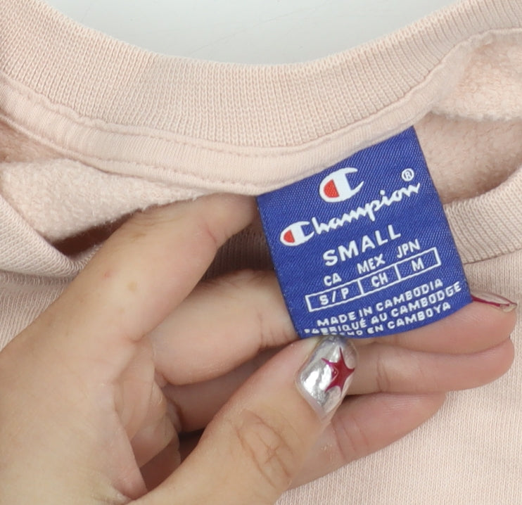 Champion Women’s Pink Small Pullover Sweatshirt Logo Crew Neck