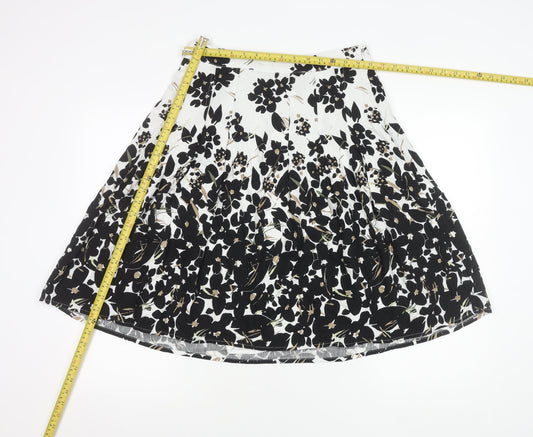 Maine New England Women’s Black White Floral A-Line Skirt Size 10