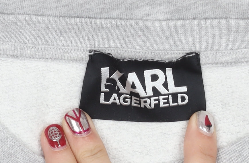 Karl Lagerfeld Women Grey XS Pullover Sweatshirt Logo Cotton