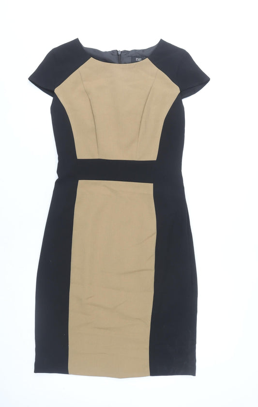 F&F Women’s Black Beige Colourblock Sheath Dress Size 10