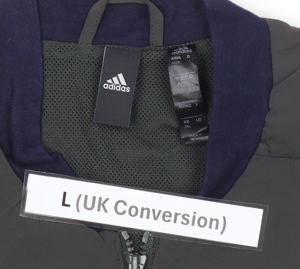 Adidas Men's Black L Basic Training Jacket Lightweight Nylon