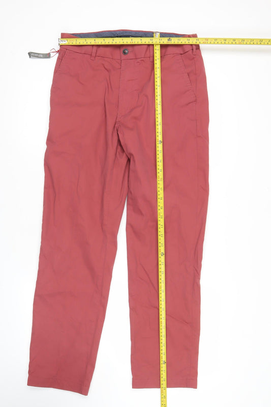 Marks and Spencer Blue Harbour Men’s Red Chino Trousers 30W 29L Regular Fit