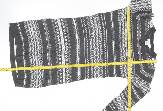 JoJo Maman Bébé Women’s Grey Fair Isle Knit Jumper Dress S