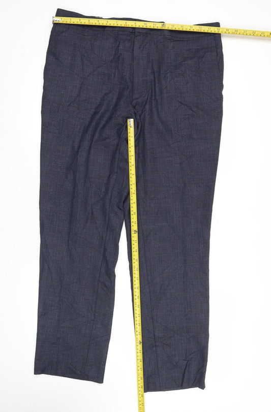 Marks and Spencer Mens Blue Slim Fit Dress Trousers 38W 32L