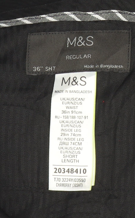 Marks and Spencer Mens Grey Regular Fit Straight Leg Trousers 36W 29L