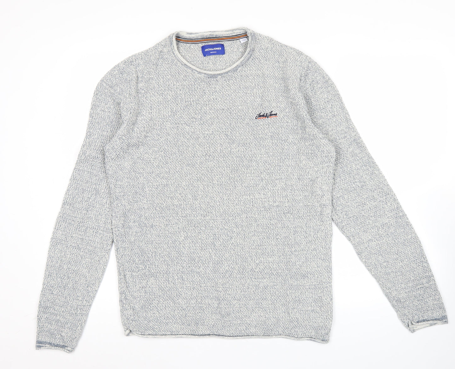 Jack & Jones Mens Grey Knit Pullover Jumper Size M Crew Neck