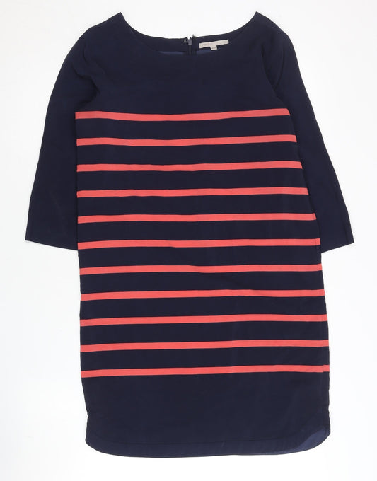 Gap Womens Blue Red Striped Shift Dress XS 3/4 Sleeve Knee Length