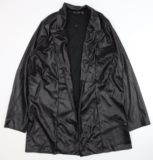 PrettyLittleThing Womens Black Faux Leather Long Coat UK 12