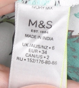 Marks and Spencer Womens Ivory Floral Cotton Tunic Blouse Size 6