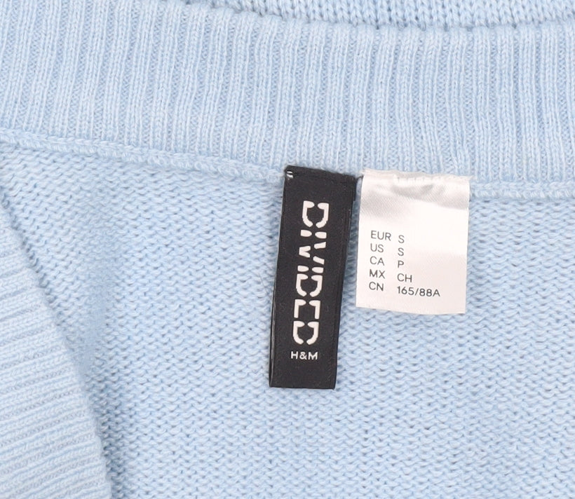 H&M Women’s Blue Check Cropped Cardigan V-Neck Size S