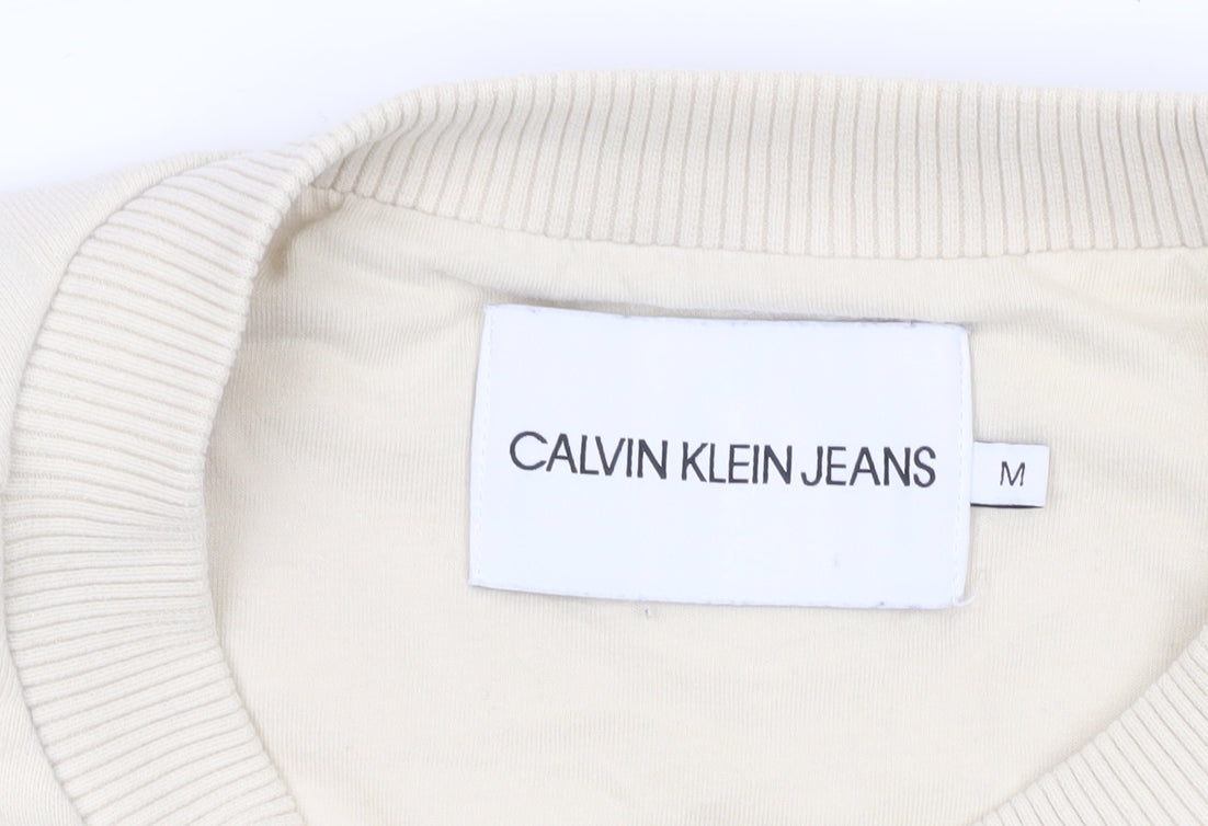Calvin Klein Jeans Womens Beige Medium Logo Sweatshirt