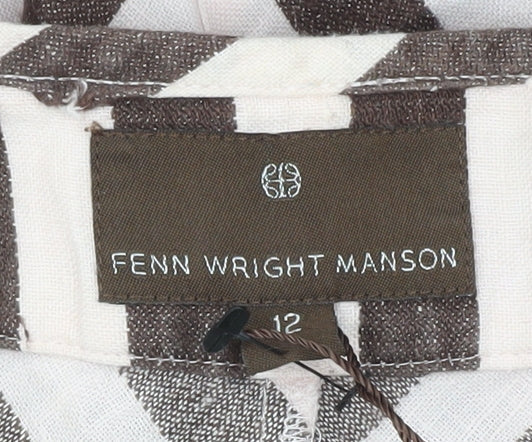 Fenn Wright Manson Women’s Brown Striped Linen A-Line Skirt Size 12