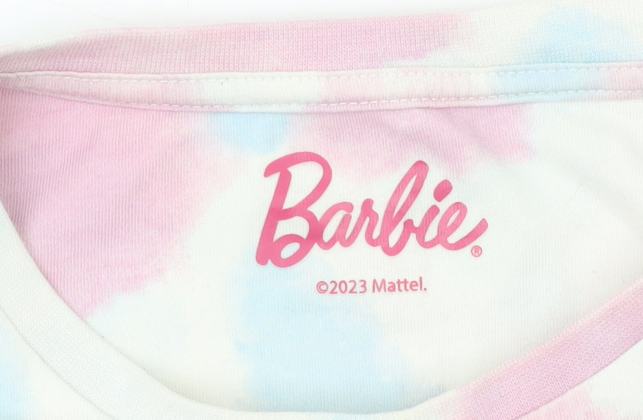 Barbie Girls Multicoloured Tie-Dye Graphic Print T-Shirt Age 8 Cotton