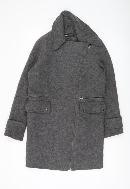Womens UK Size 6 Warehouse Grey Overcoat