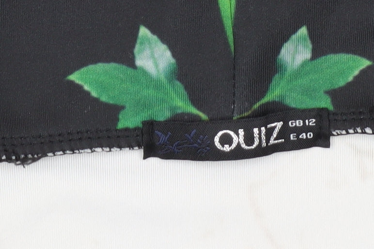 Quiz Women’s Black Floral Bodycon Dress Size 12 Off Shoulder