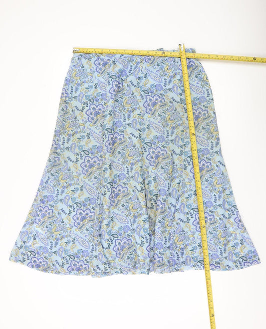Cotswold Collections Womens Blue Paisley Floral A-Line Midi Skirt Size 18