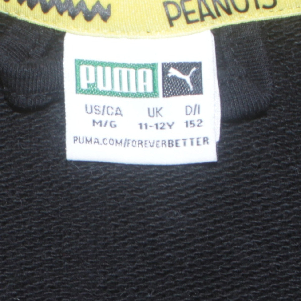 Puma Boys Black Full Zip Hoodie Sweatshirt 11-12Y Peanuts Graphic Print