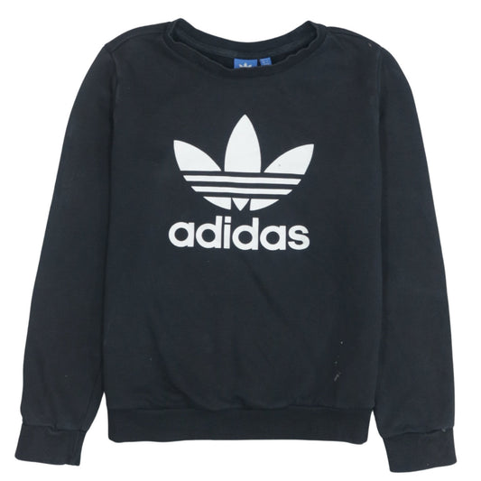 Additional front view of Adidas women’s black, size UK 12, logo sweatshirt pullover cotton