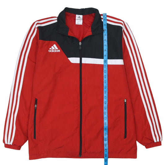 Adidas Men’s Red Track Jacket L Full Zip Logo Sports Casual