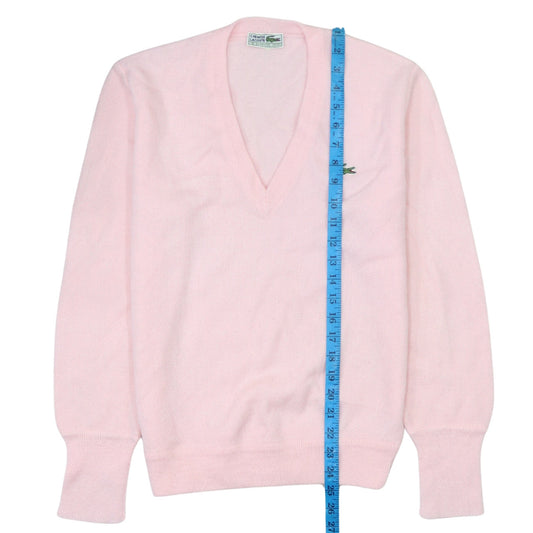 Lacoste Men's Pink V-Neck Knit Jumper Size L Acrylic Classic Preppy