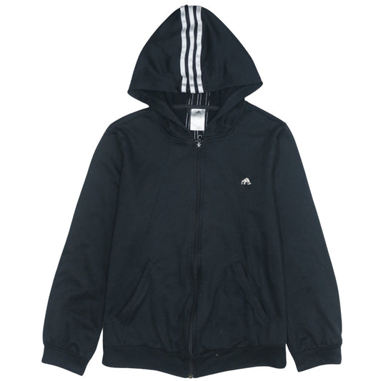 Additional front view of Adidas Women's Black Full Zip Hoodie, size 12, Sports Logo Cotton