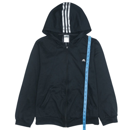 Adidas Women's Black Full Zip Hoodie Size 12 Sports Logo Cotton
