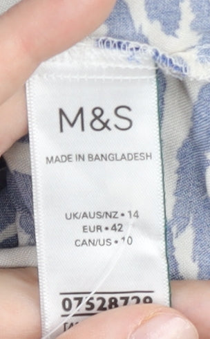 Marks and Spencer Women’s Blue Animal Print Viscose Tunic Blouse Size 14