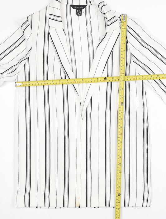 New Look Women White Striped Suit Jacket Size 6 Regular Fit