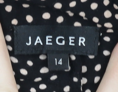 Jaeger Women’s Black Polka Dot Shirt Dress Size 14 Viscose Workwear