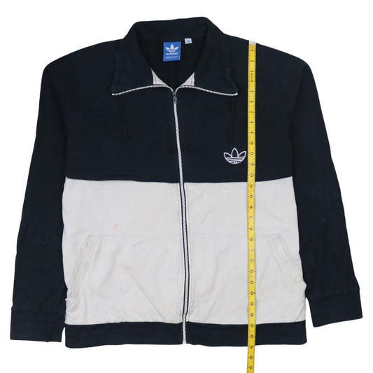 Adidas Mens 2XL Black White Track Jacket Zip Cotton Blend