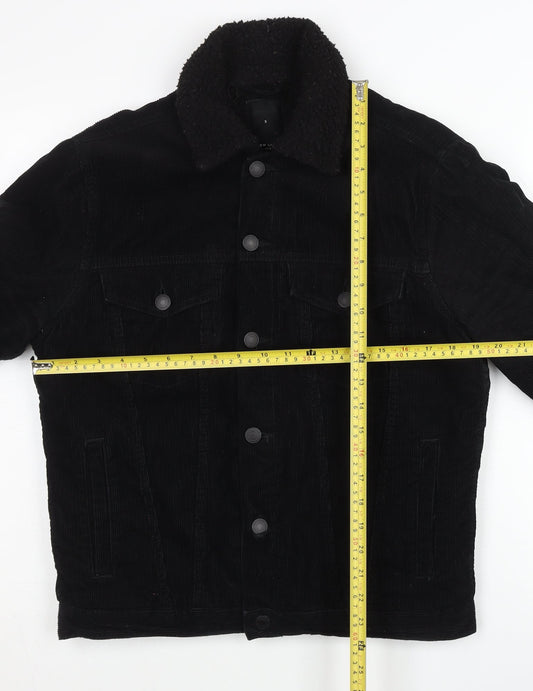 New Look Women Black Corduroy Jacket S Collared Lined Casual