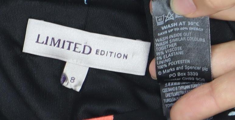 LIMITED EDITION Women's Black Multicolour Floral Sheath Dress Size 8