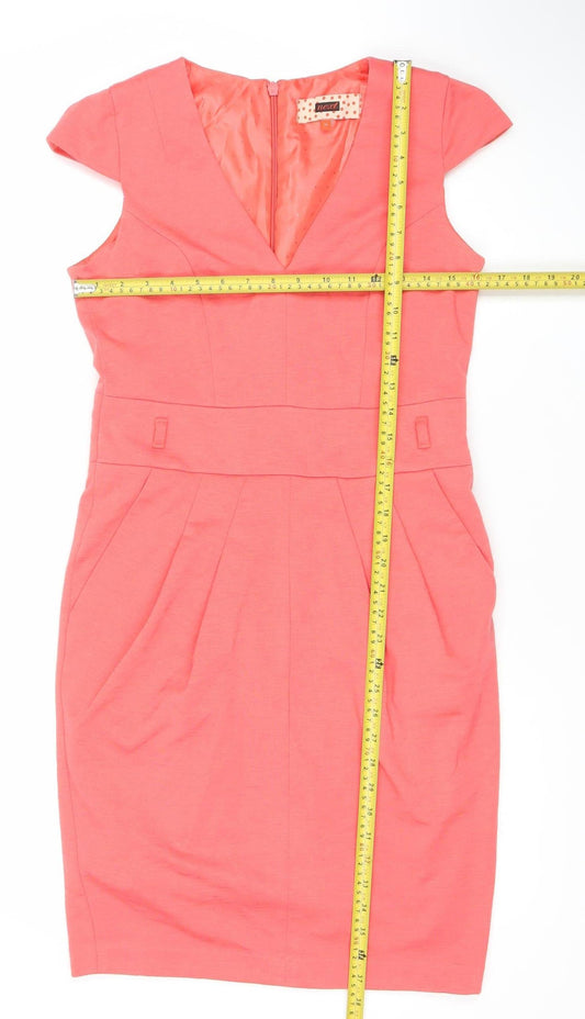 Next Women’s Pink Size 10 Sheath Knee Length V-Neck Dress