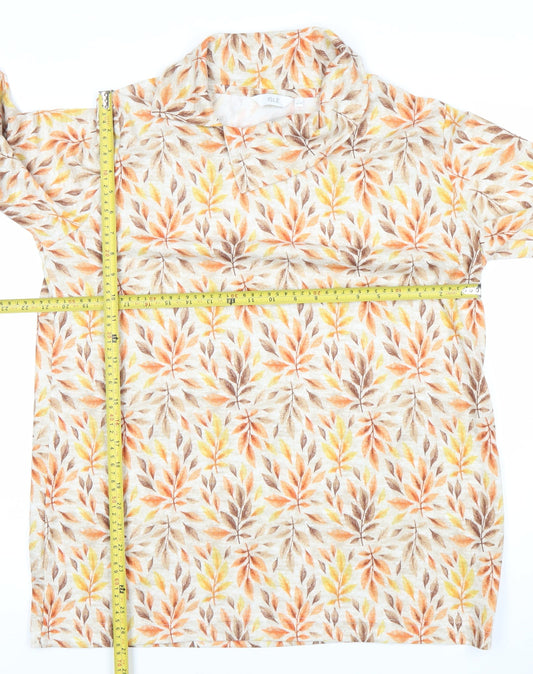 ISLE Womens Multicoloured Floral Tunic Roll Neck Blouse L 3/4 Sleeve