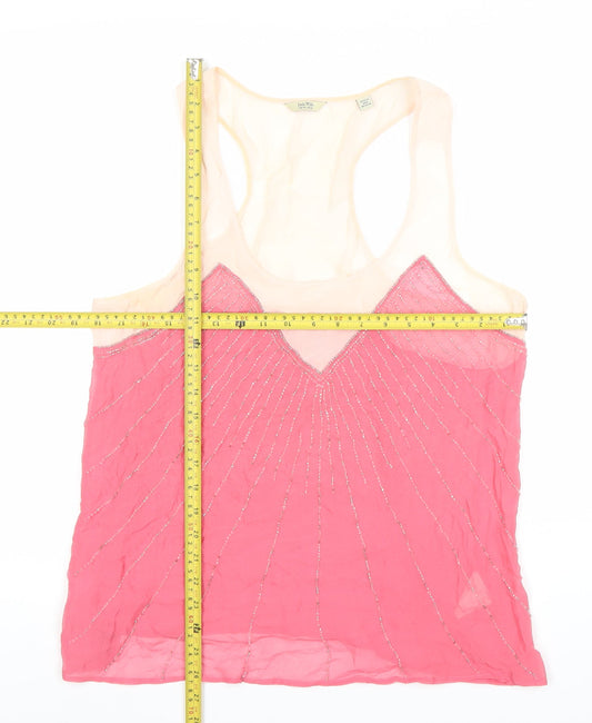 Jack Wills Womens Pink Silk Beaded Tank Top Size 14