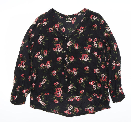 Womens UK Size L Hollister Black Tunic Blouse