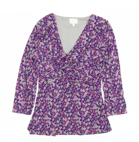 Womens UK Size 10 EAST Multicoloured Wrap Blouse