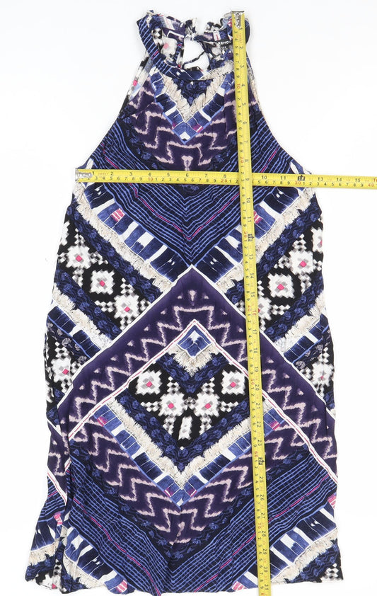 Warehouse Women’s Multicoloured Geometric Mini Halter Shift Dress Size 6