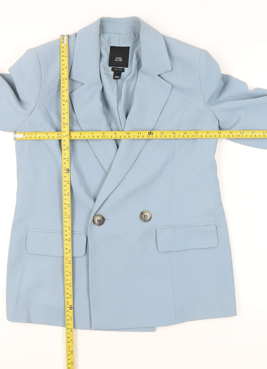 River Island Women Blue Petite Blazer Size 8 Double Breasted