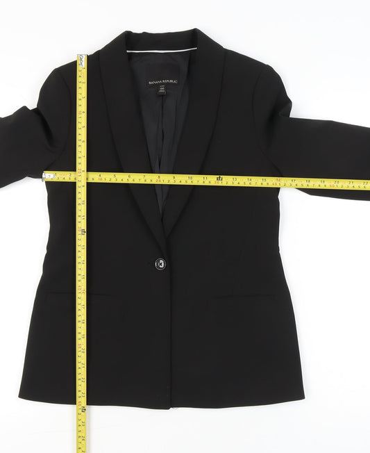 Banana Republic Women Black Petite 2XS Slim Fit One-Button Blazer
