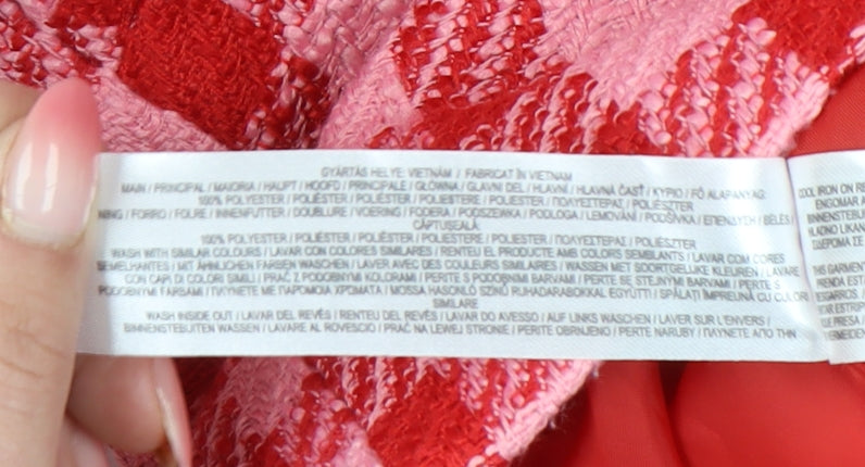 Primark Women’s Red Bouclé Checked Cropped Suit Jacket Size 16