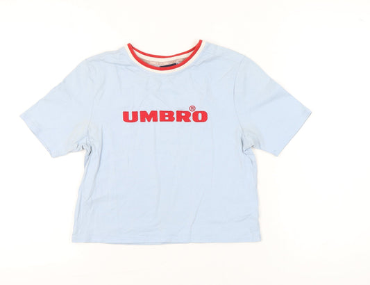 Womens UK Size S Umbro Blue Ringer T-Shirt