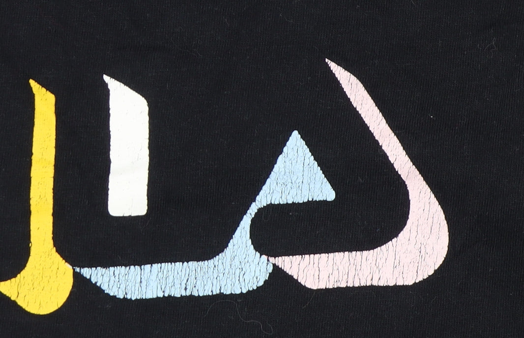 Fila Womens Black Cropped T-Shirt Crew Neck Size M Casual