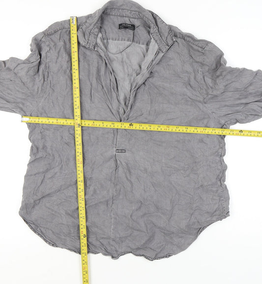 Womens UK Size XL Zara Grey Basic Button-Up