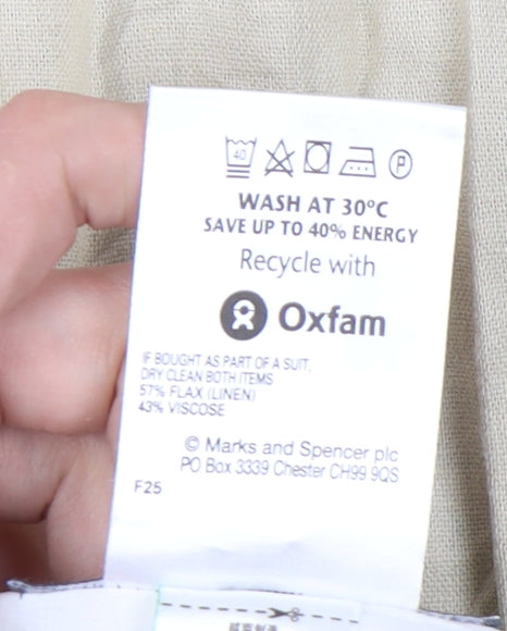 Marks and Spencer Men's Beige Linen Blend Chino Trousers 36W 33L