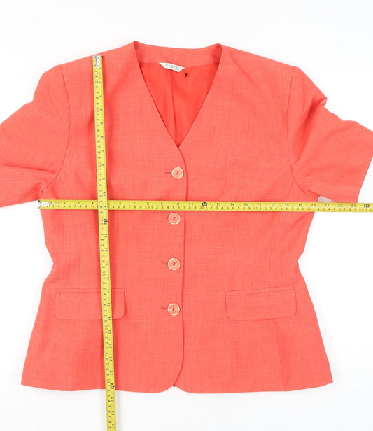 George Women’s Orange Suit Top Size 16 Polyester Short Sleeve Four-Button