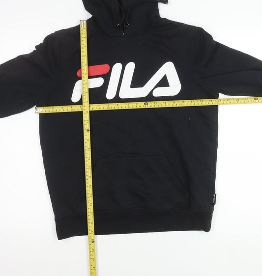 Fila Women’s Black Pullover Hoodie Size M UK 12 Cotton Blend Logo