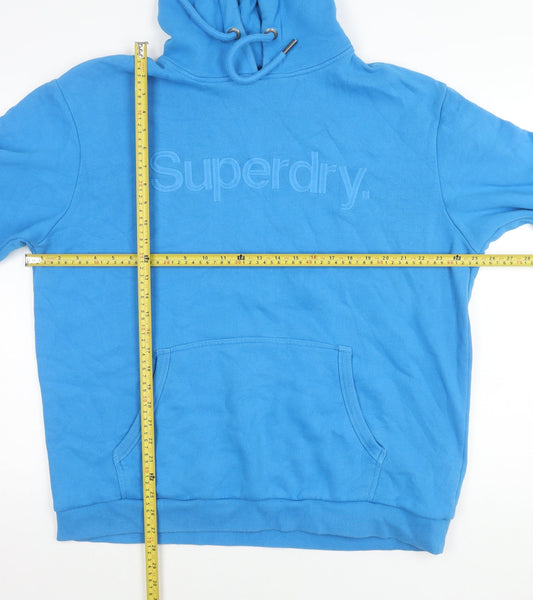 Superdry Men’s Blue XL Pullover Hoodie Logo Fleece Hooded Top