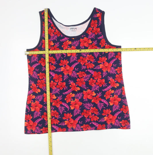 Lands' End Women’s Multicoloured Floral Tank Top XL Cotton Scoop Neck